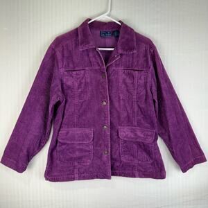 Jane Ashley Vintage Corduroy Jean Jacket Handmade Crocheting Women’s Size Small